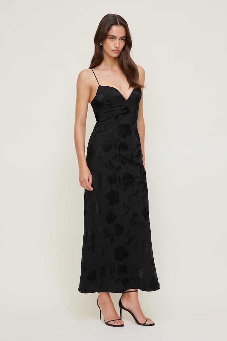 Jacquard Bustier Maxi Dress Jet Black large