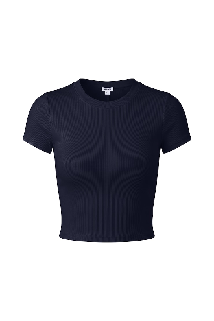 SnatchRib Cropped Crewneck T-Shirt, Naughty Navy Blue, large