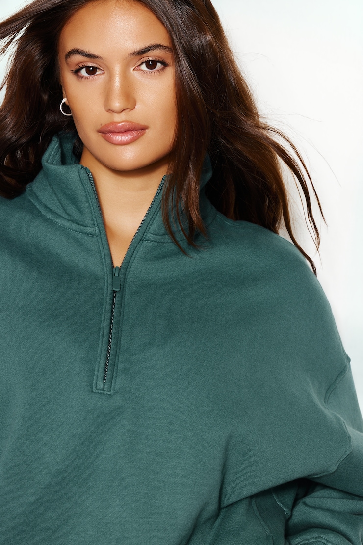 Sweatshirt UltraFleece à demi-fermeture éclair, Tentation sarcelle, large