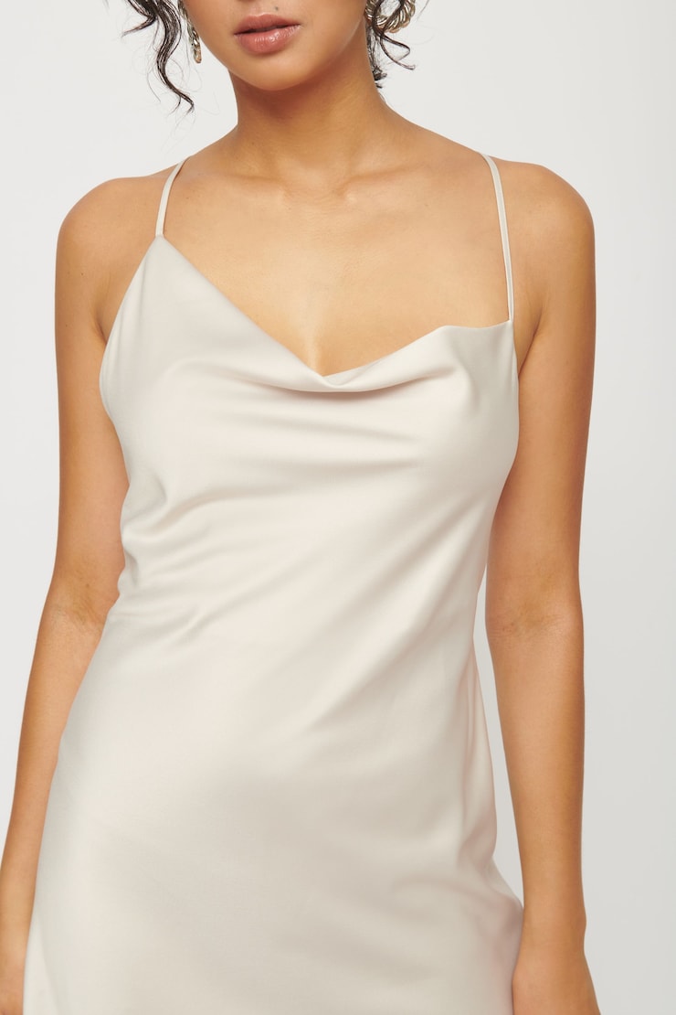 Cowl Neck Satin Dress Polished Pearl large