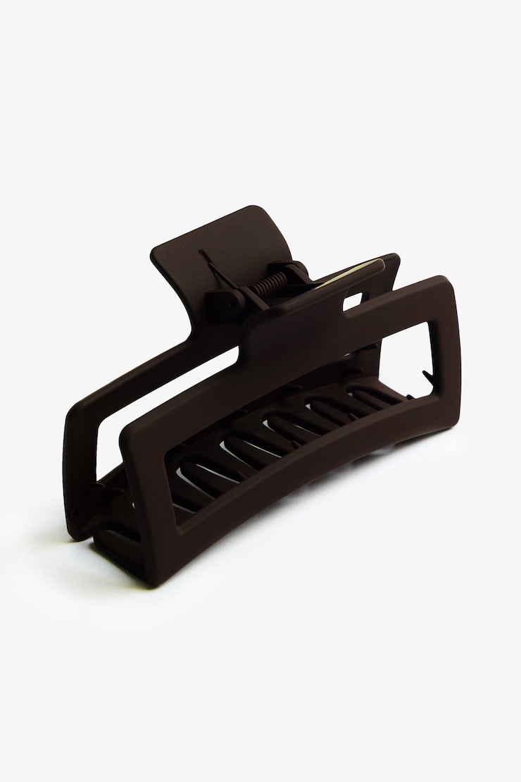 Oversized Rectangle Claw Clip, Chocolate Mousse Brown, large