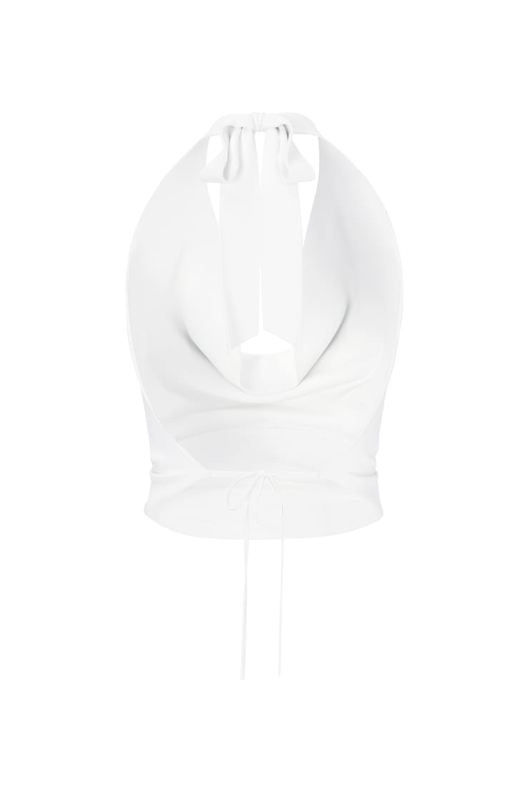 Smooth Open Back Cowl Top, Bright White, large