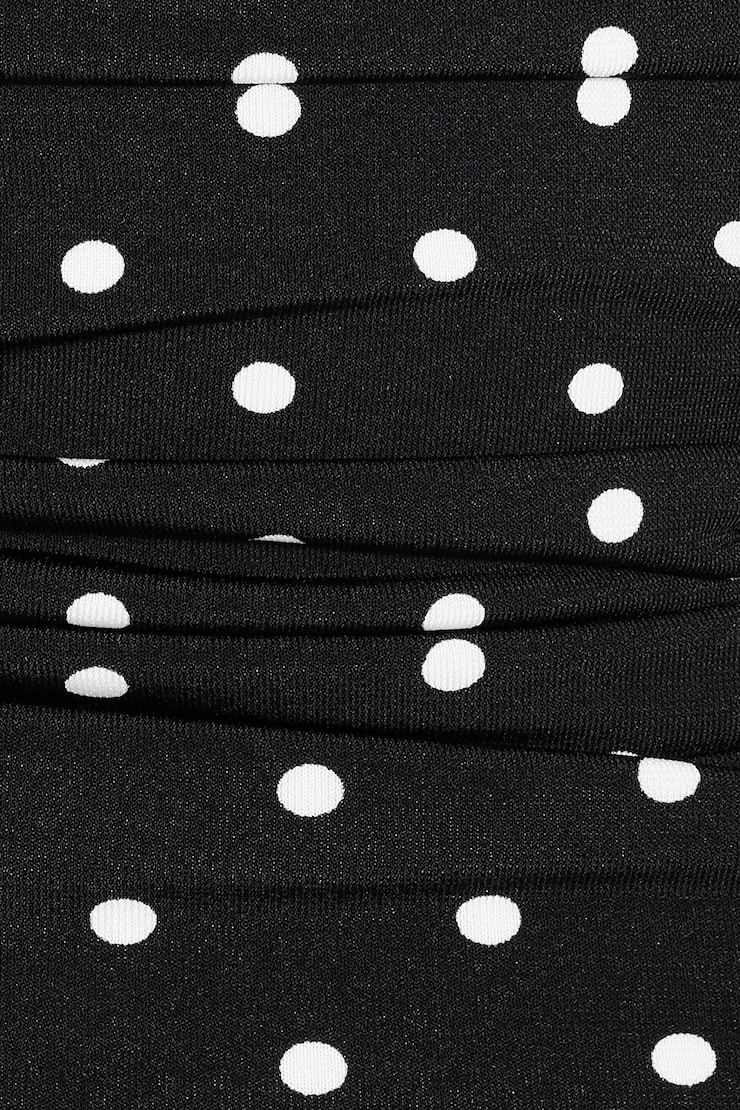 Ruched Pixie Halter Top, Jet Black/White Polka Dots, large