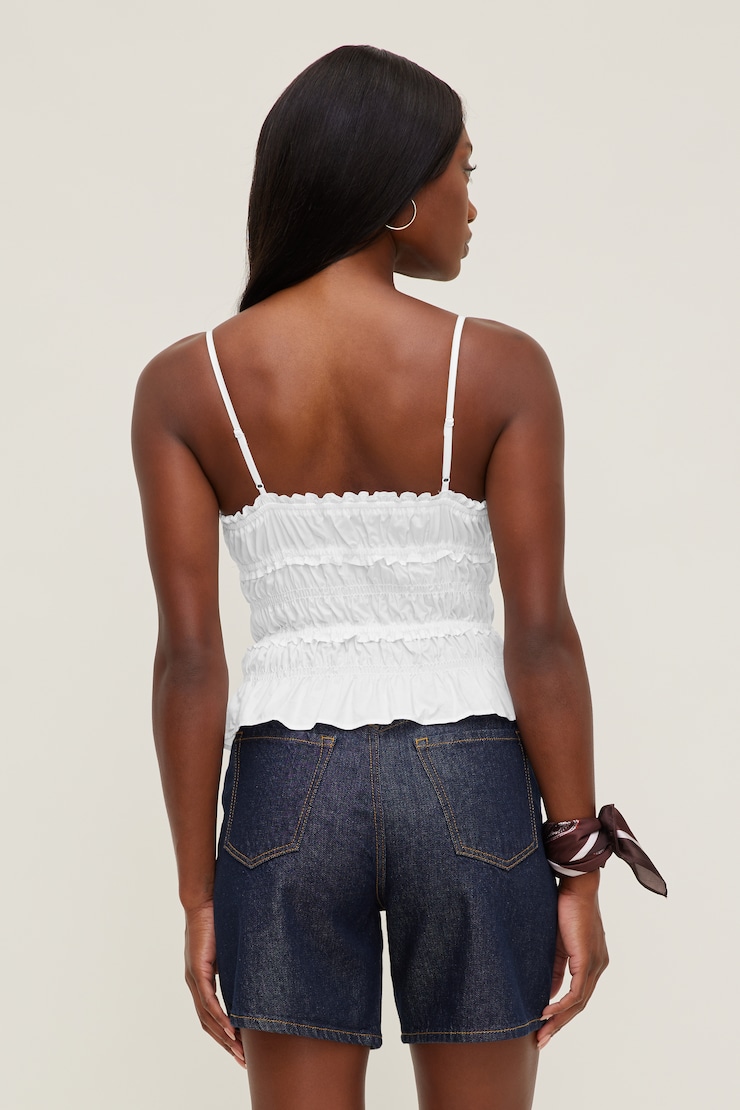 Smocked Poplin Cami Top Bright White large
