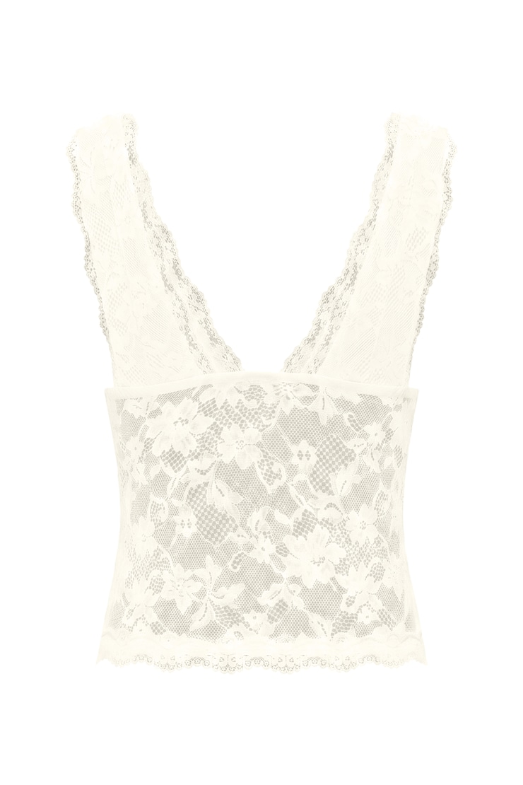 Lace Plunge Tank Top, Snow White, large