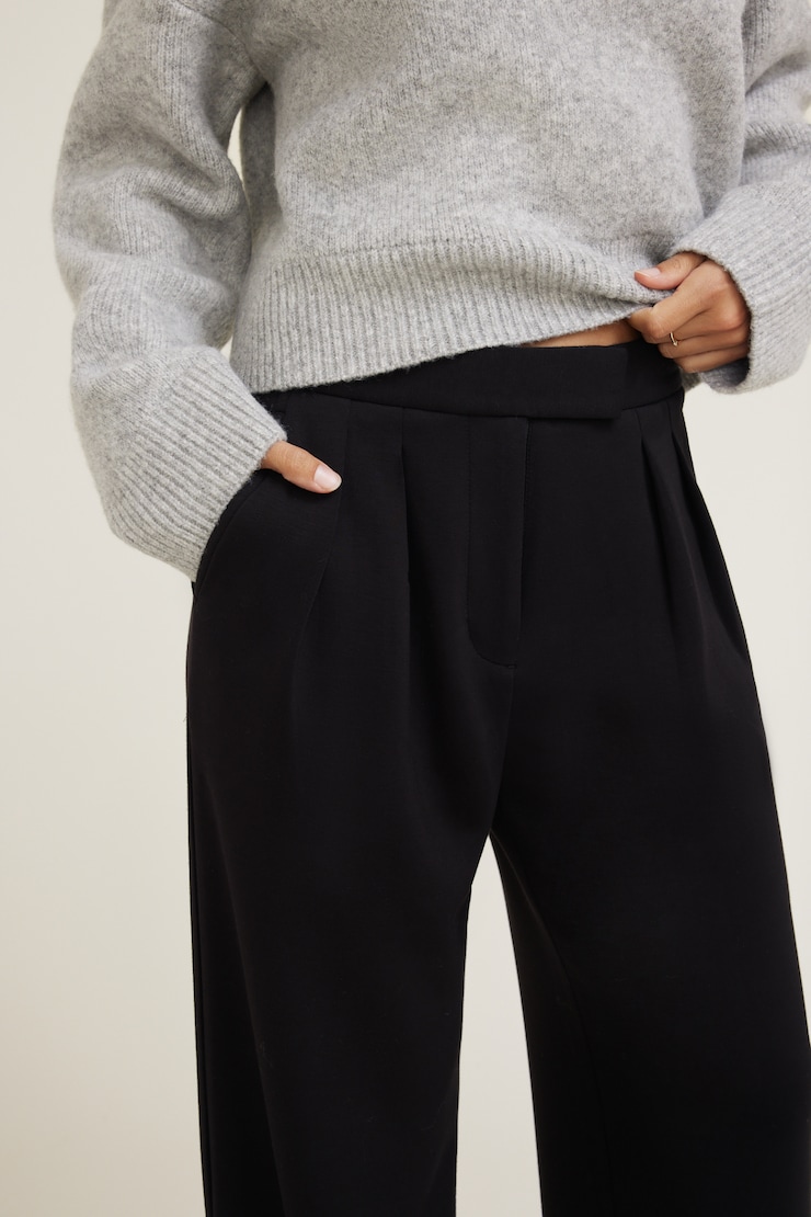 Anywear Pleated Wide Leg Pants Jet Black large