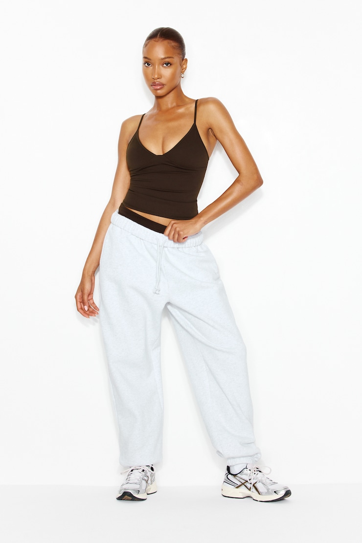 Active Plunge Cami Top, Armadillo Brown, large