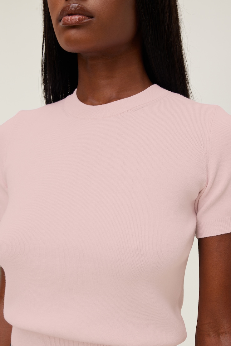 Clara Short Sleeve Sweater Pale Lilac Pink large