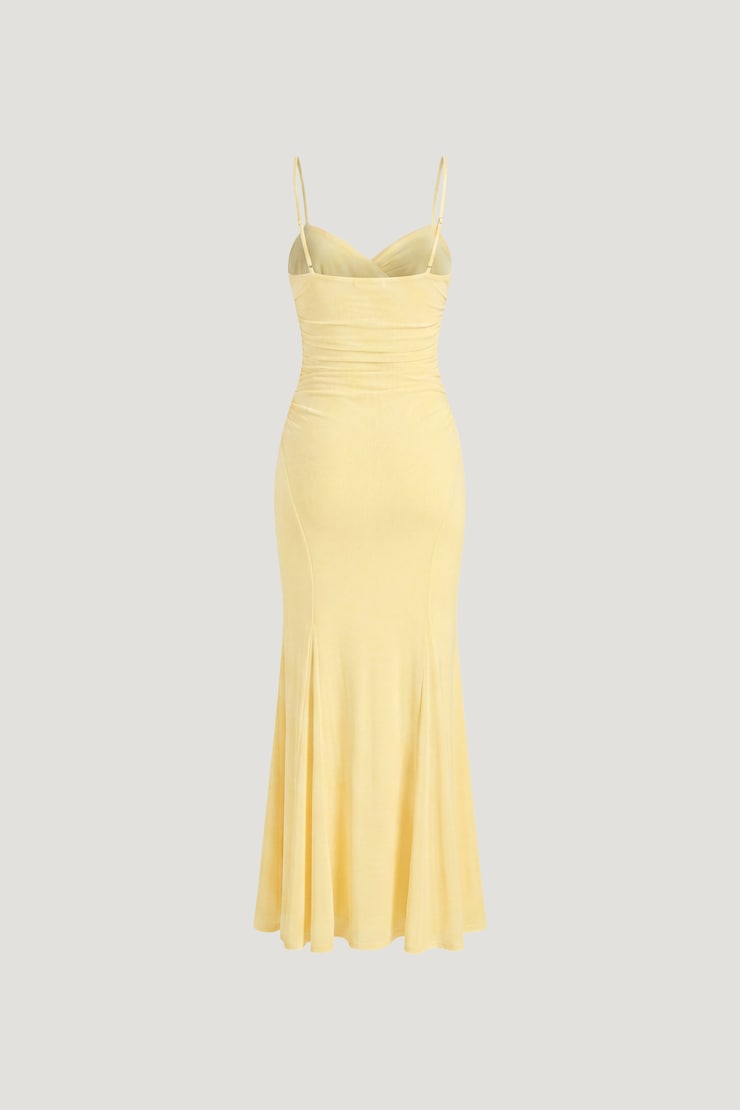 Delphi Mesh Maxi Dress Pale Yellow large