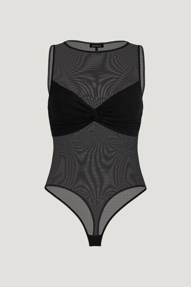 Kai Sheer Mesh Bodysuit Jet Black large