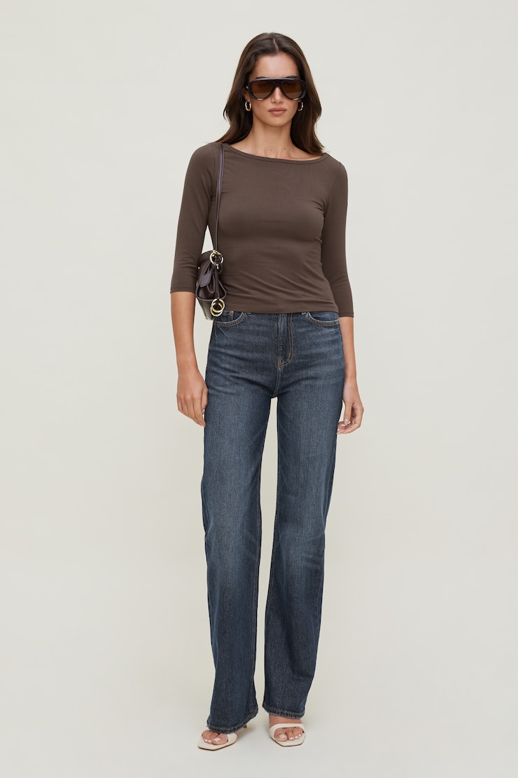 Maude Cotton Spandex T Shirt Light Mocha Brown large