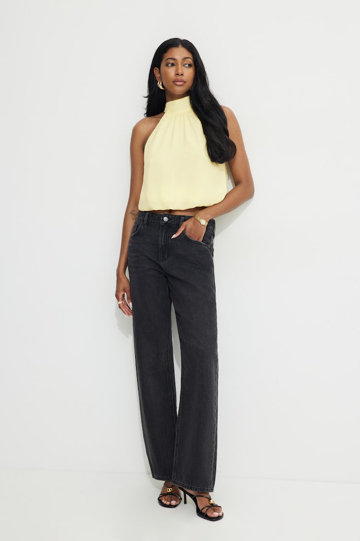 Blouse licou bouffant Jaune double-crème large