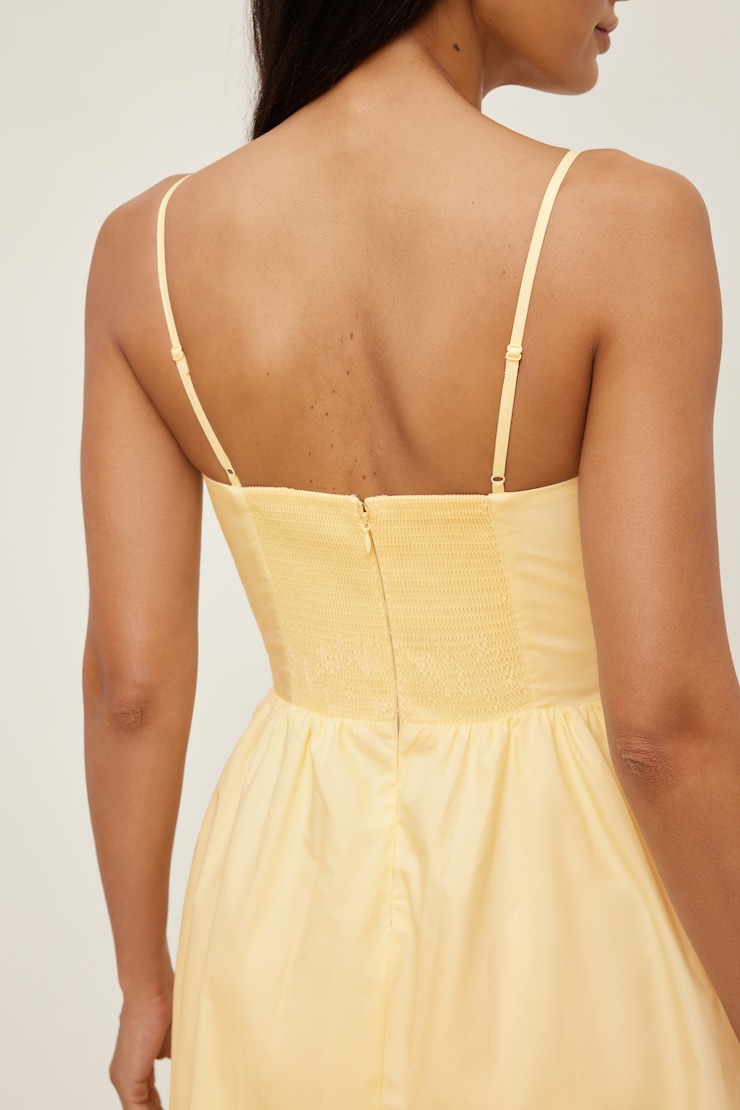 Flared Poplin Mini Dress Flan Yellow large