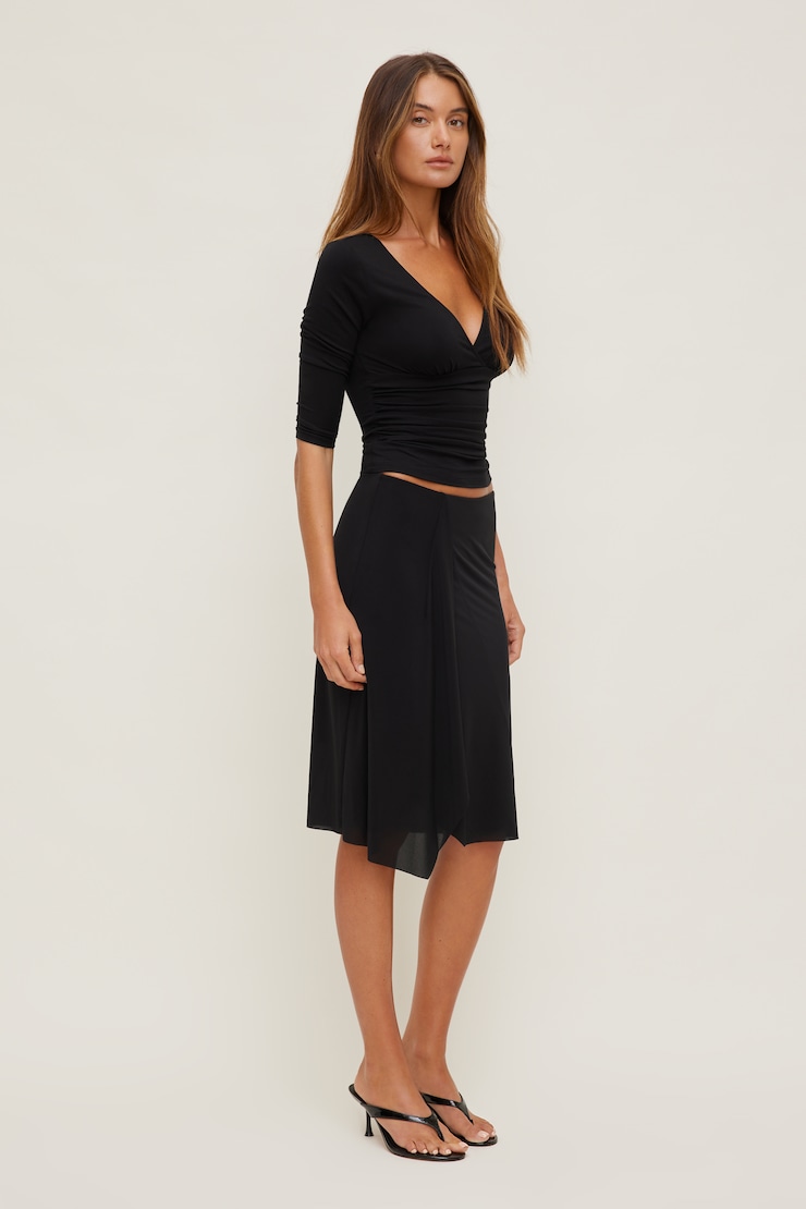 Morgan Plunge 3/4 Sleeve Top Jet Black large