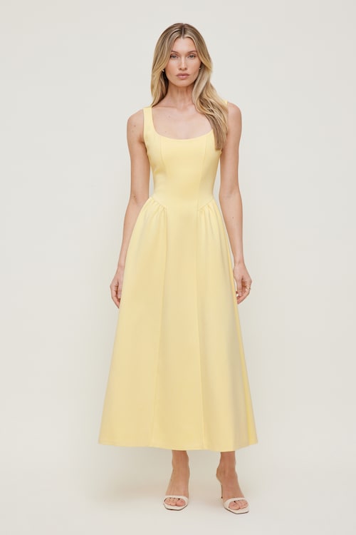 fitted lace wedding dress Focus by Shani — Laser Cut Ponte Knit Fit & Flare Dress in Green main image 1