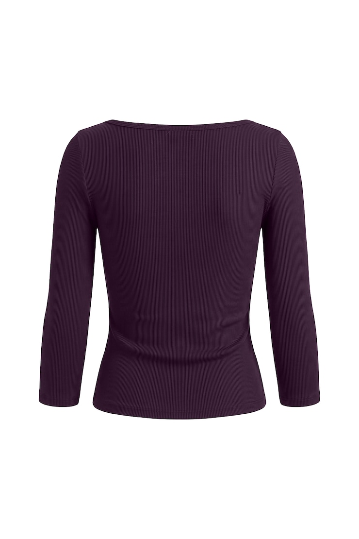 SnatchRib 3/4 Sleeve Top, Wild Berry Maroon, large