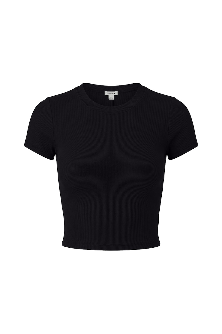 SnatchRib Cropped Crewneck T-Shirt, Jet Black, large