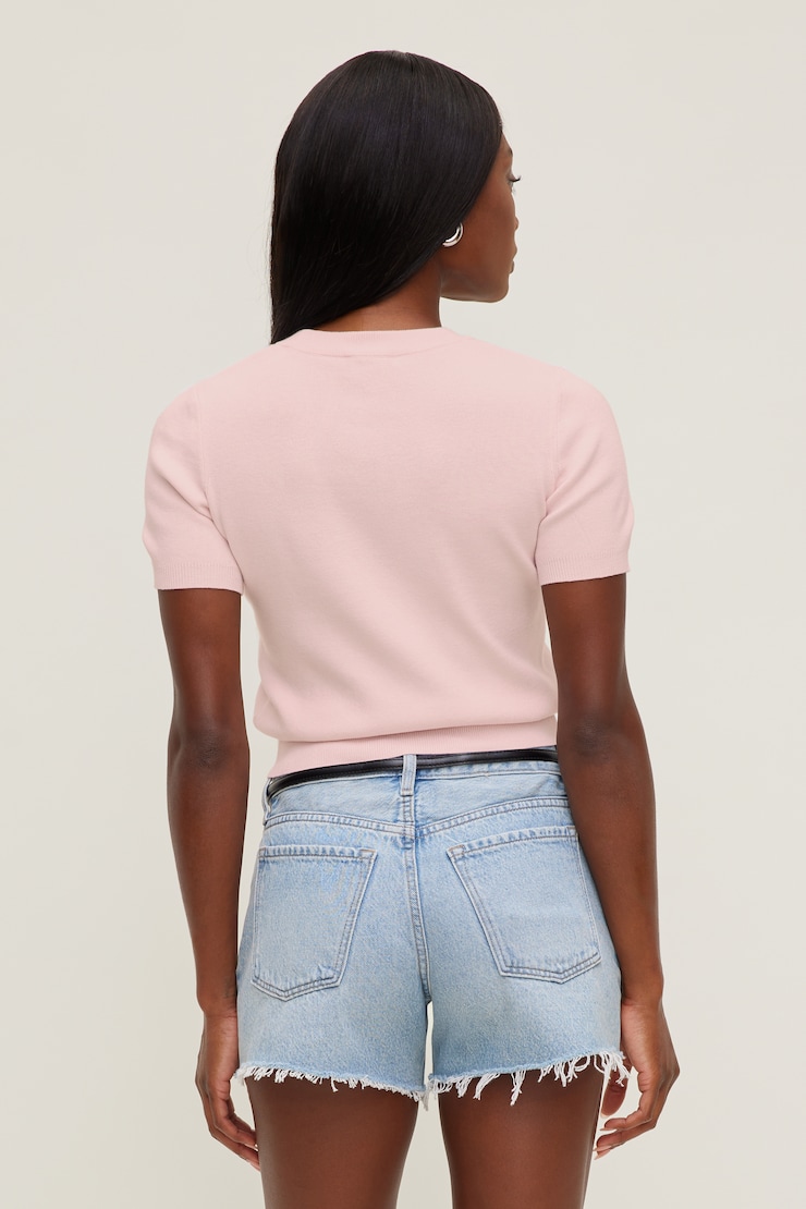 Clara Short Sleeve Sweater Pale Lilac Pink large