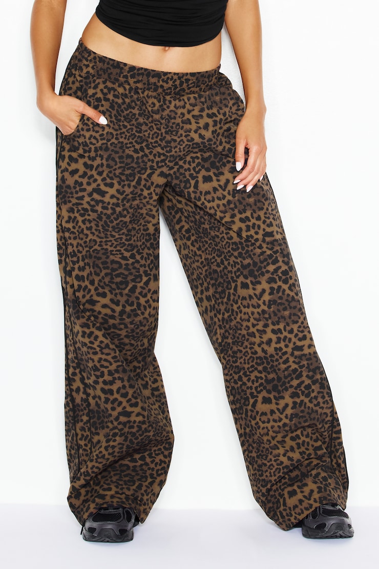 Studio Track Pants, Untamed Leopard Brown / Jet Black, large