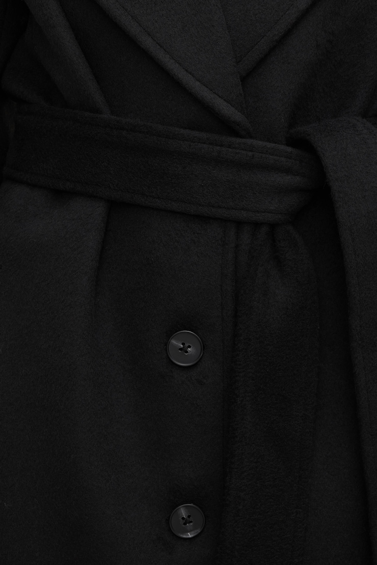 Faux Fur Trim Wool Coat Jet Black large