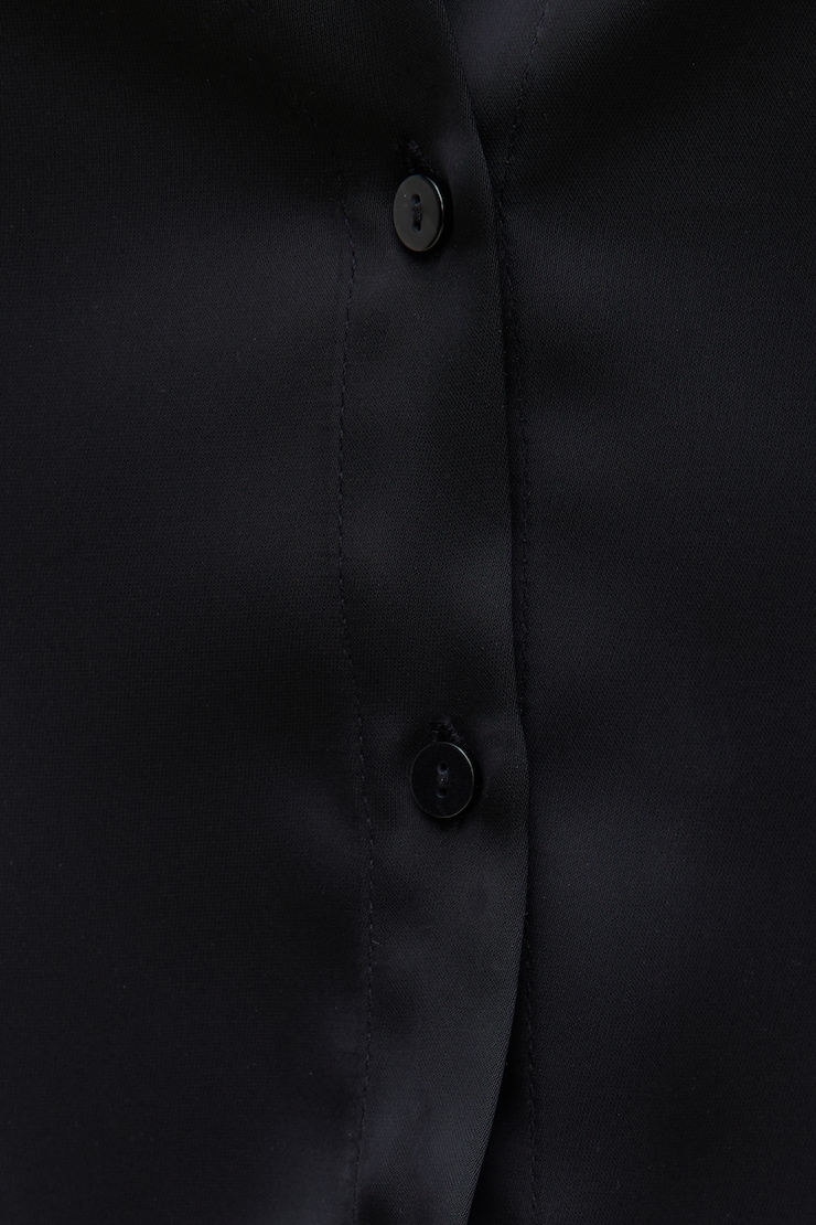 Eva Cinched Satin Shirt Jet Black large