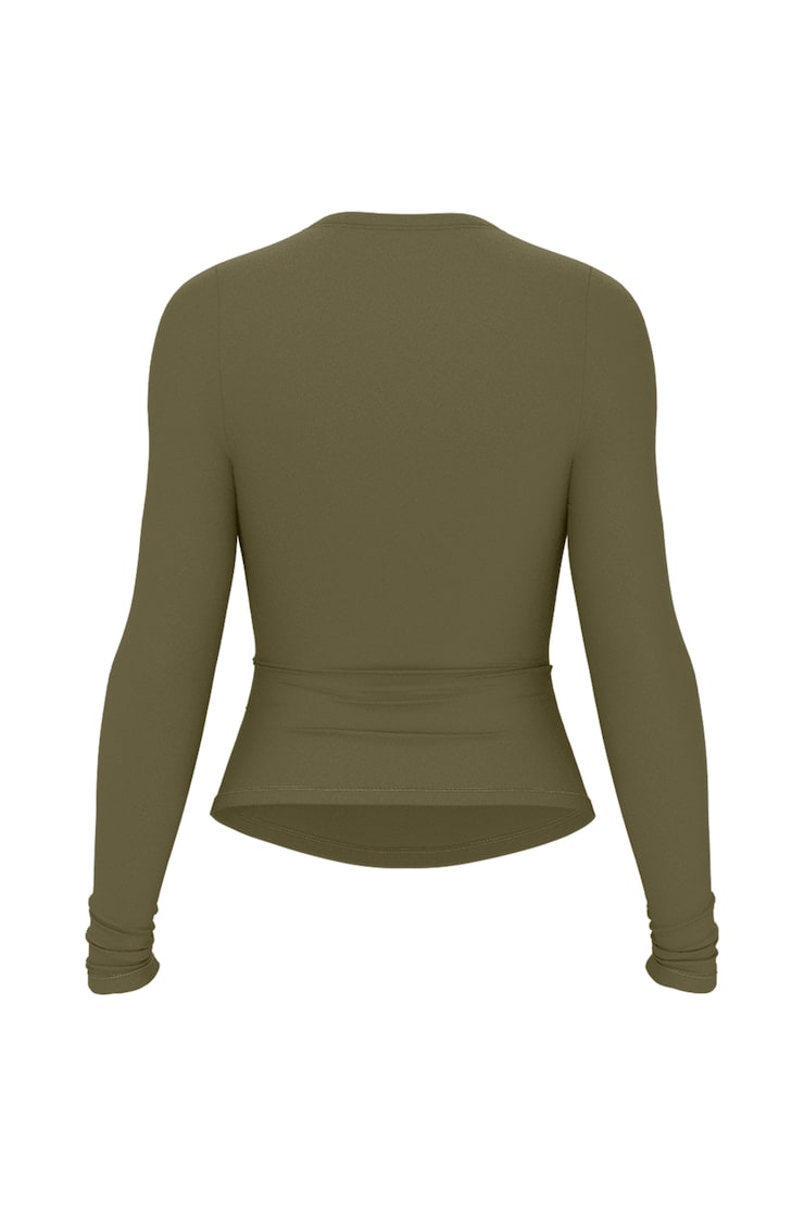 Sleek Crewneck Longsleeve Top, Kalamata Green, large