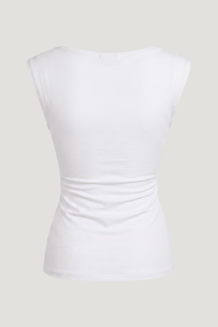Draped Scoop Neck Top Bright White large