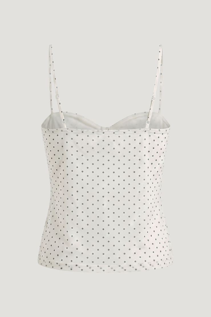 Monet Mesh Top White w/ Black Polka Dots large