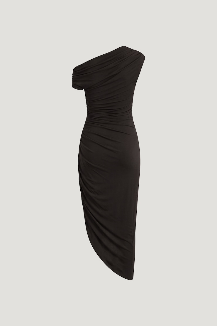 Veronica Asymmetric Midi Dress Chocolate Torte Brown large
