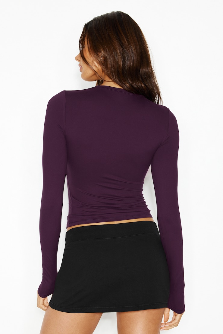 Baretouch Crewneck Long Sleeve Top, Wild Berry Maroon, large