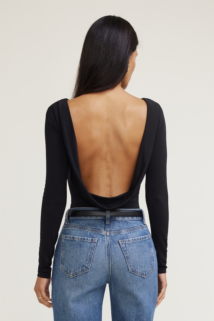 Sculpt Cowl Back Bodysuit Jet Black large