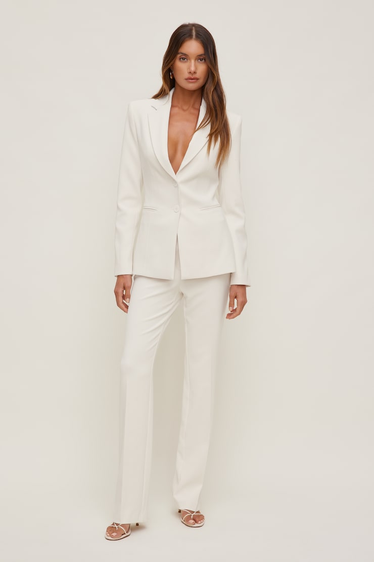 Lara Cinched Crepe Blazer Calming Off White large
