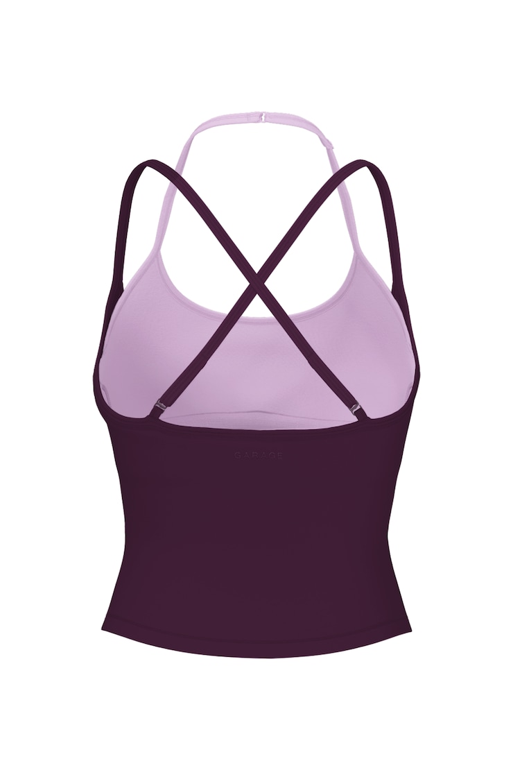 Active Layered Tank Top, Wild Berry Maroon/Charged Lilac Purple, large