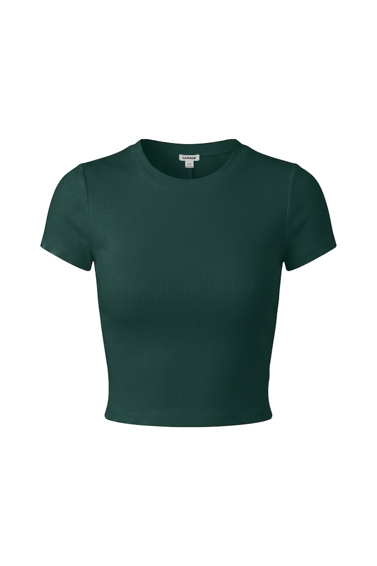 SnatchRib Cropped Crewneck T-Shirt, Green Envy, large