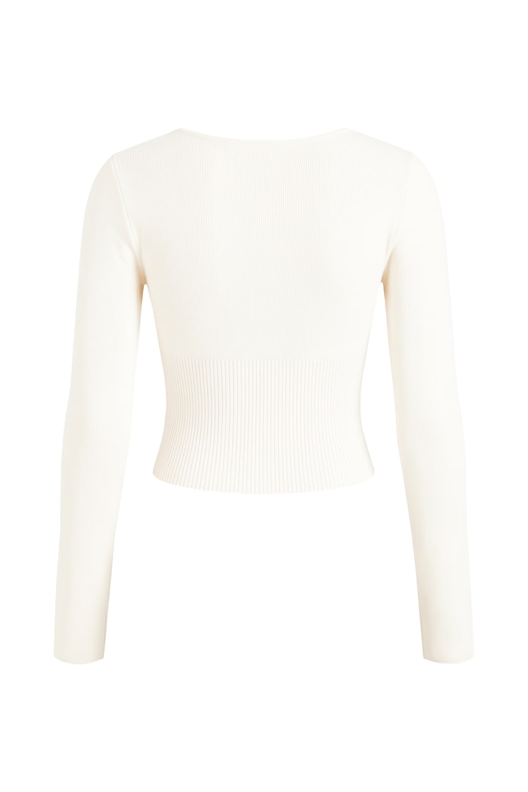 Scoop Neck Cinch Waist Sweater, Snow White, large