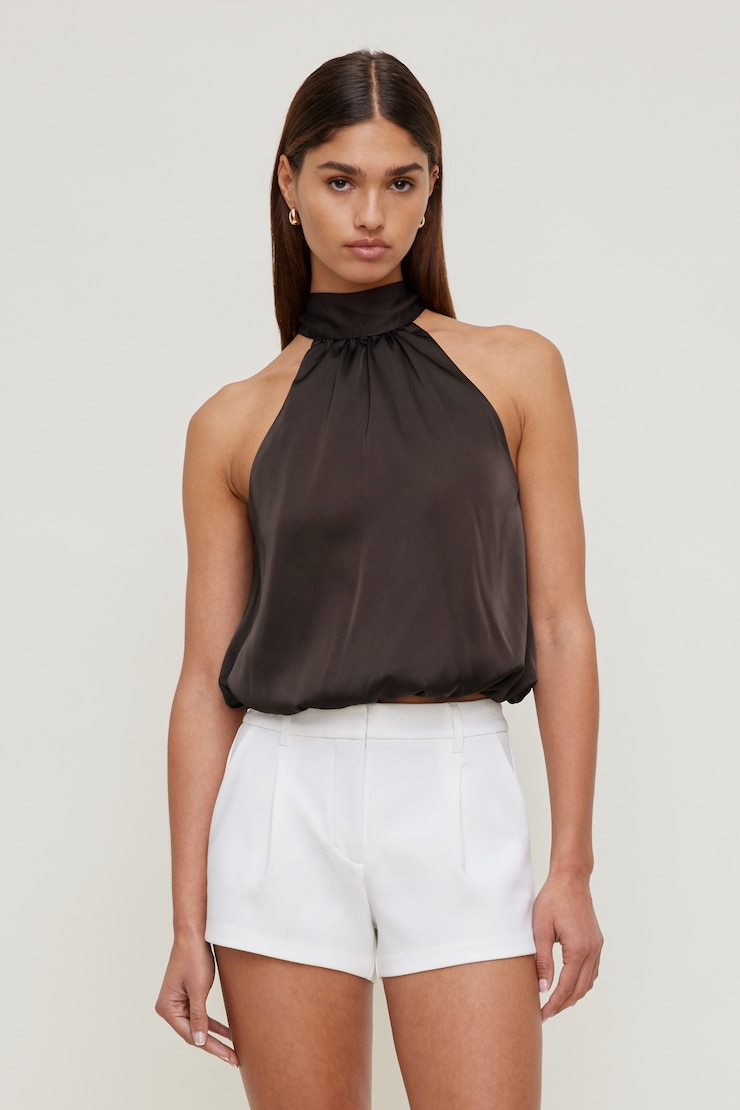 Paloma Bubble Satin Halter Blouse