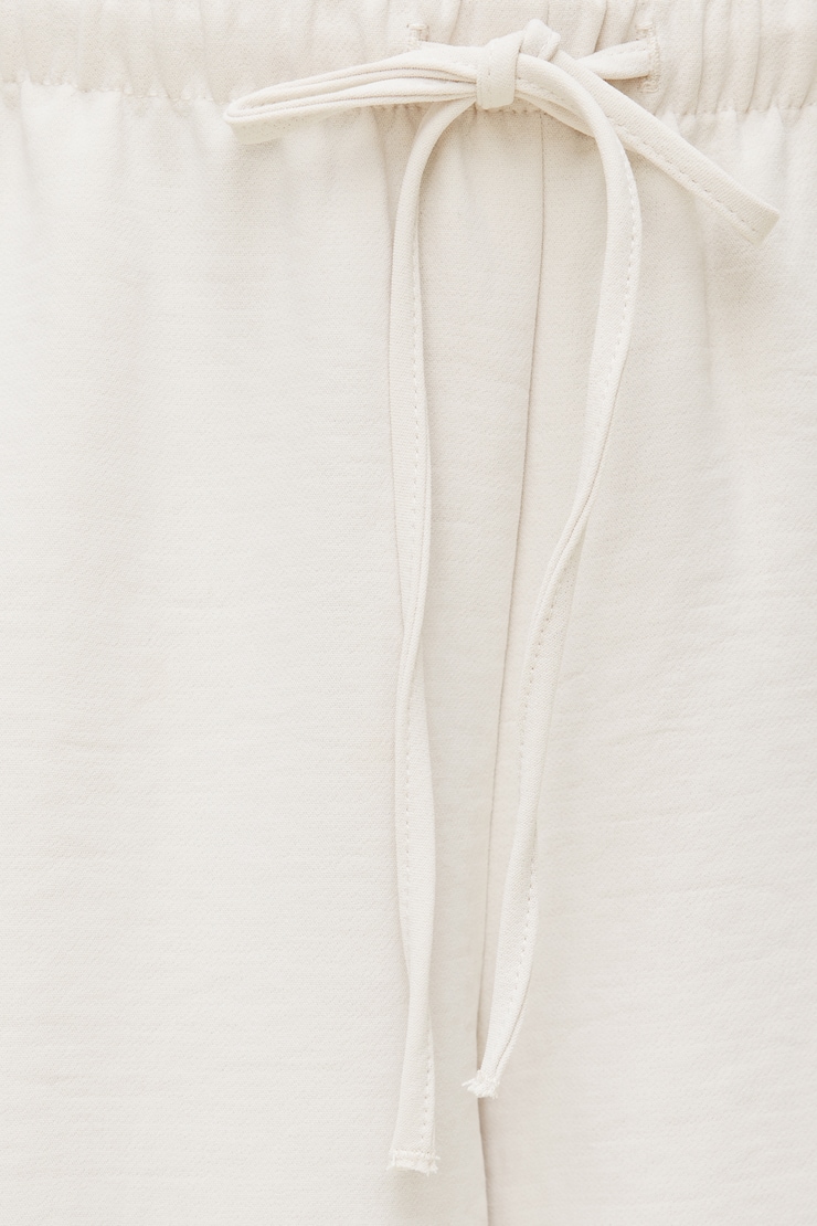 Pantalon fluide à jambe large Leo Beige perle polie large