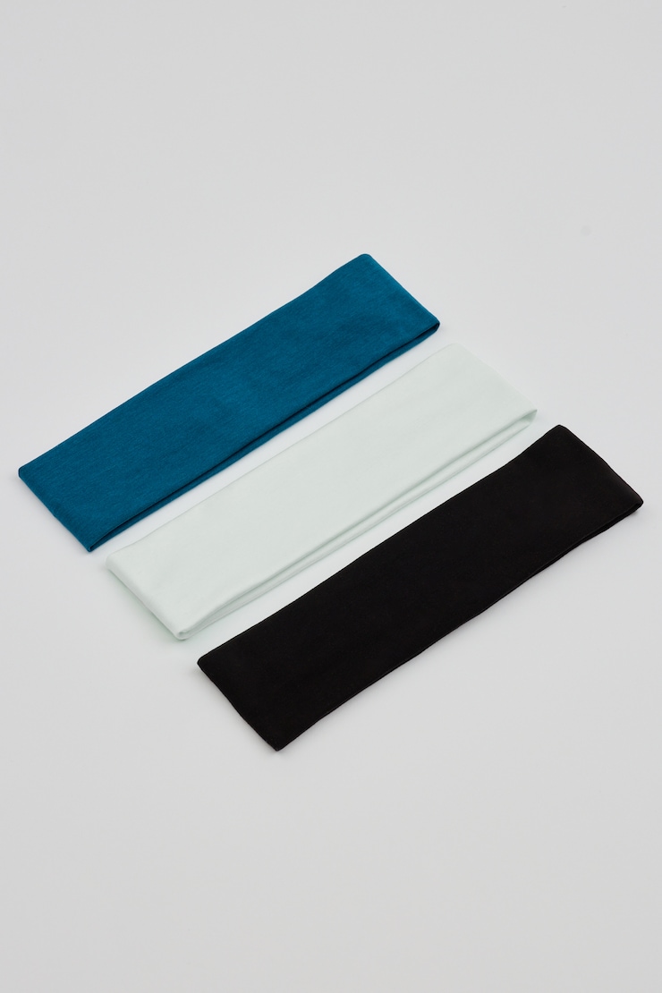 Set of 3 Stretchy Headbands, Mint/Aura Blue/Black, large