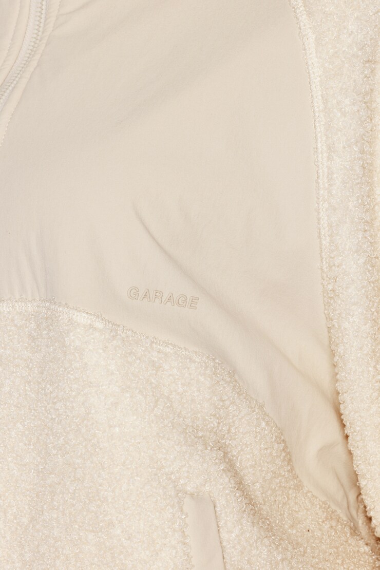 Sherpa Mixed Media Half Zip Jacket, Perfect Pearl Off-White, large