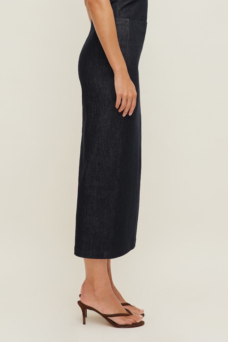 Pencil Denim Midi Skirt