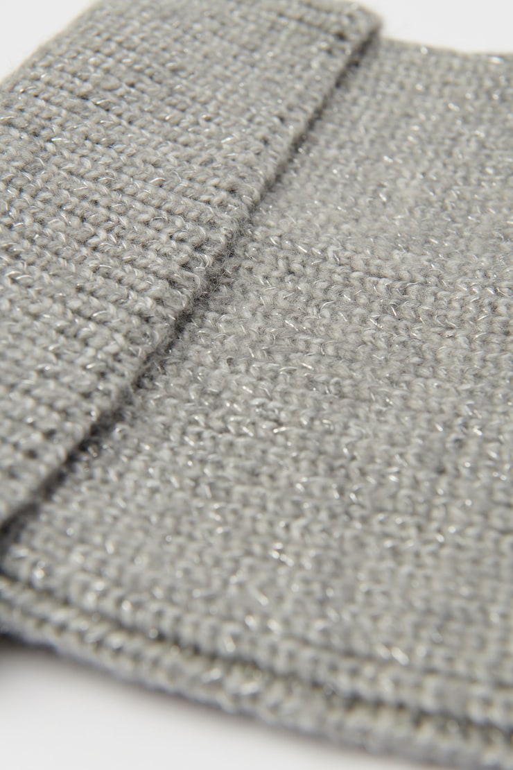 Tuque en tricot lurex Lurex gris pâle large
