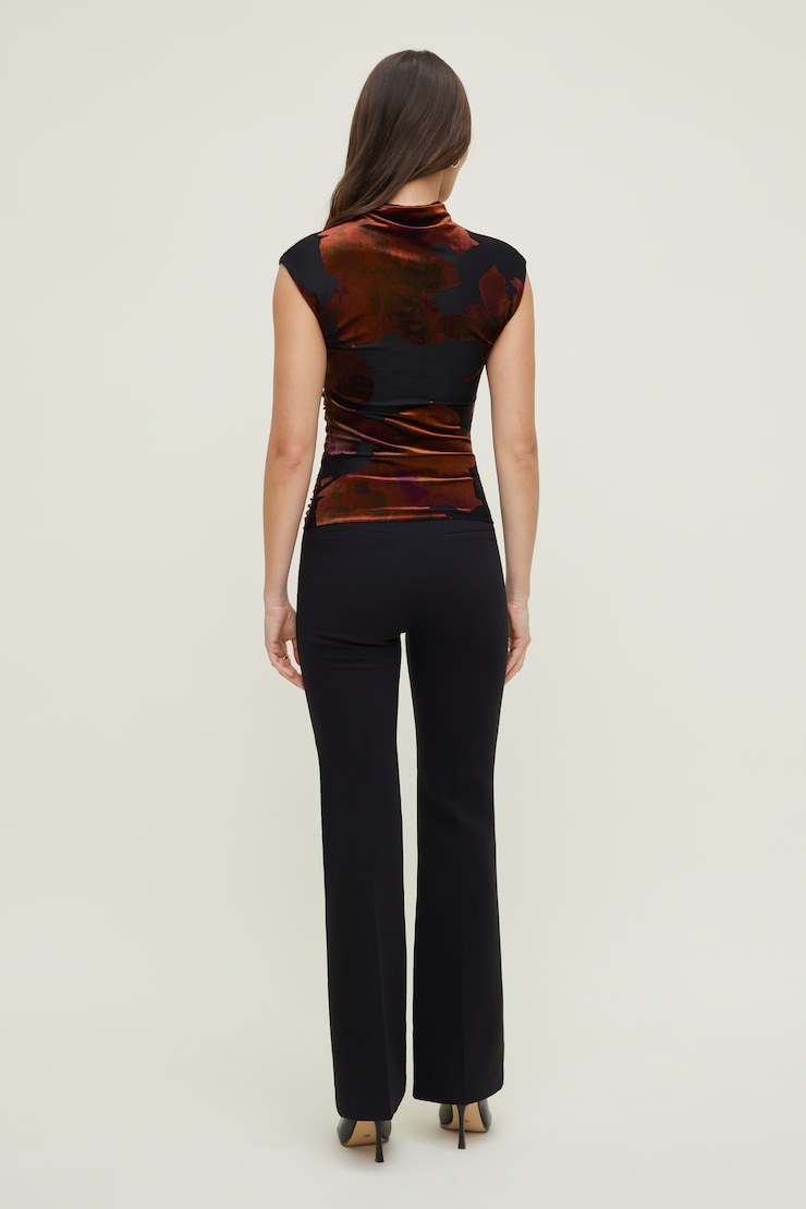 Burnout Cap Sleeve Top Red Burnout w/ Black large