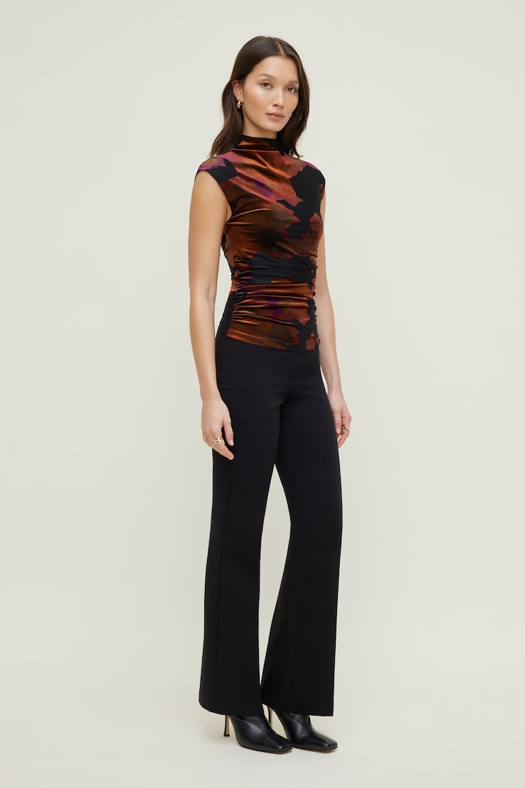 Burnout Cap Sleeve Top Red Burnout w/ Black large