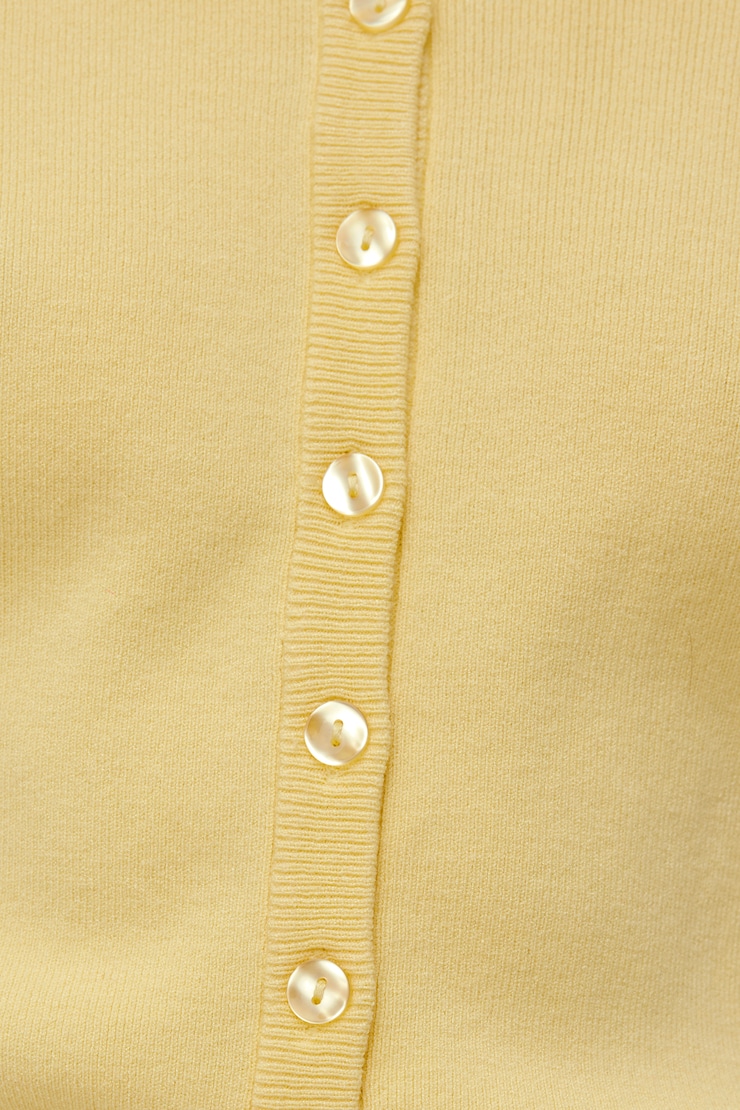 Cardigan à col rond Rebecca Jaune paille italienne large
