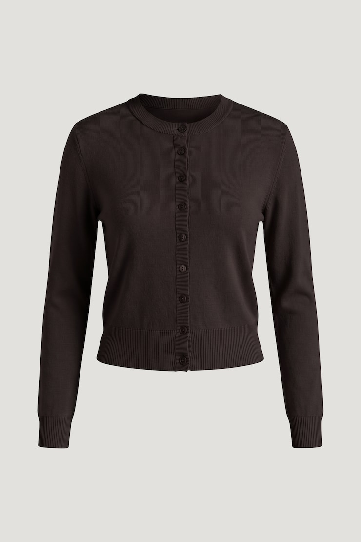 Rebecca Crewneck Cardigan Java Brown large