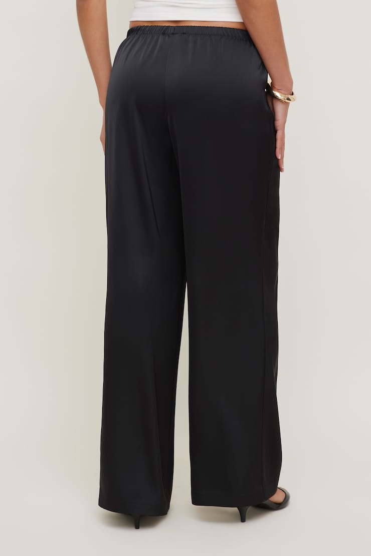 Leo Satin Wide Leg Pants Jet Black large
