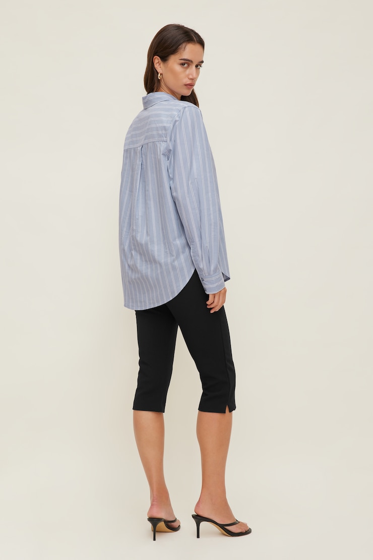 Isla Poplin Shirt Blue / Double White Stripes large