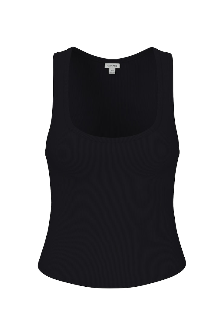 SnatchRib Scoop Tank Top, Jet Black, large