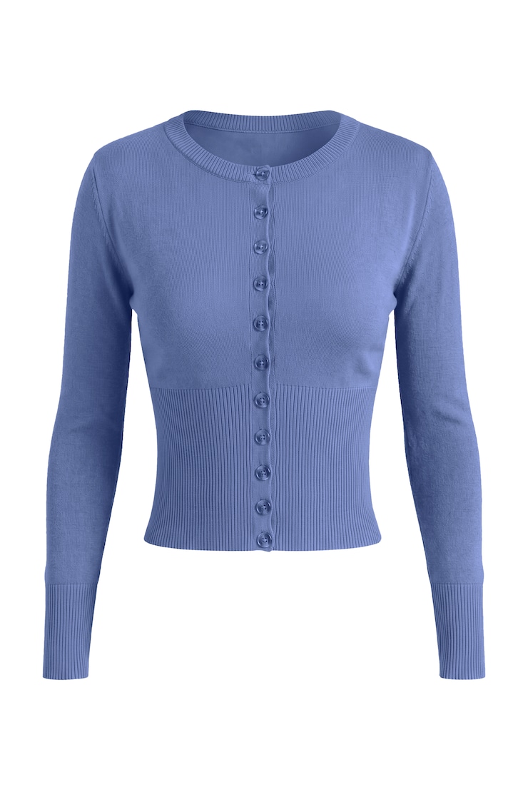 Clean Cinch Waist Cardigan, Blue Blush, large