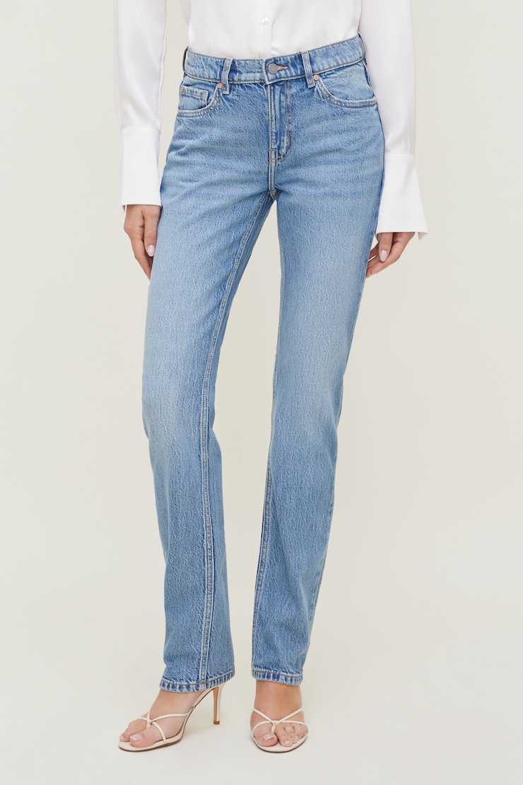 Mid Rise Slim Cigarette Leg Jeans Medium Light Indigo / Miles Away large